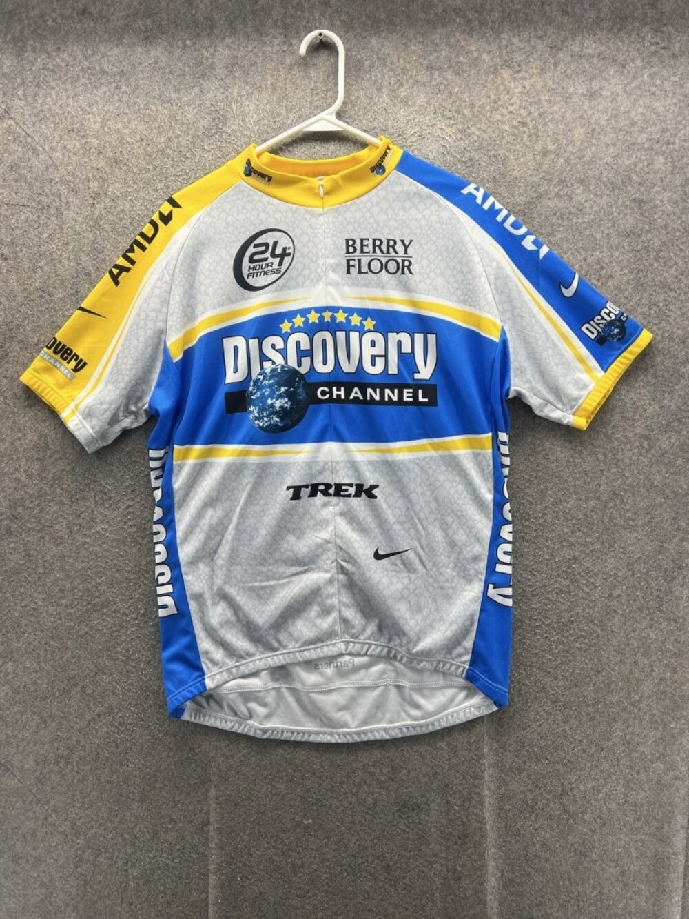 Discovery Channel Jersey Mens 2XL Blue Cycling Nike Dri Fit Italy Trek Team